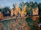 Т. Позднякова Лесное озеро, 2020 г.  с картины С. Жуковского, бум. гуашь