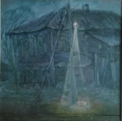 Белянин А.В.1944г.р. Ночь,1980г. холст на картоне, масло 40х50 