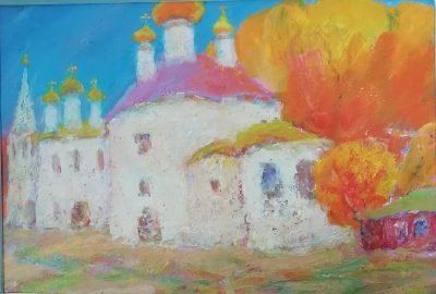 Белянин А.В.1944г.р. Церковь, 2014 г. картон, масло