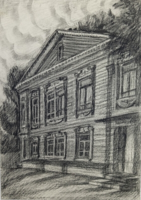 Амельчук С.В.1991г.р. Картинная галерея,2020г. бумага, уголь 42х29,5