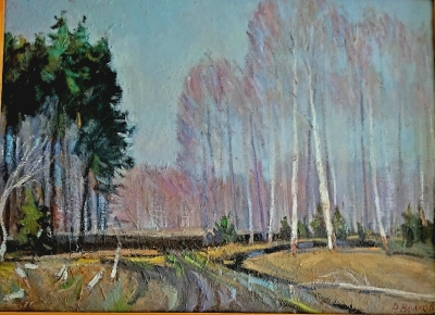 Волков Р.Р.1948г.р. Конец апреля,2022г. картон, масло 30х39,5 ТХМ-821 Ж-546.jpg