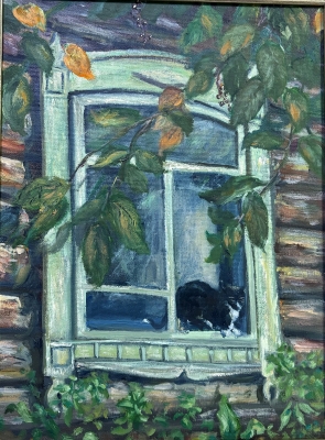 Бондаренко С.И.1960г.р. Кошка на окошке,2023г. холст, масло 40х30 ТХМ-828 Ж-552.jpg