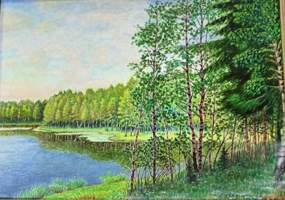 Бабушкин Н.Ф.1938г.р. Летний пейзаж,2010г. холст, масло 43х59,5 ТХМ-849 Ж-557.jpg