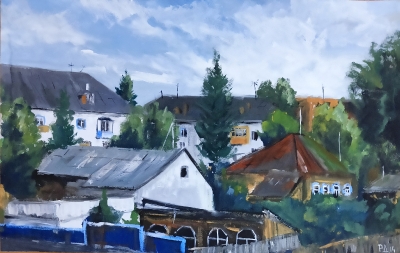 Русаков Д.Г.1992г.р. Крыши,2014г. картон, гуашь 33х52 ТХМ-892 Ж-574.jpg