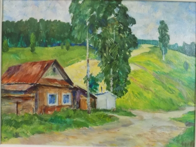 Касьянов_В.П.1947г.р._Домик_под_горой_2008г._картон._акрил_45х60_ТХМ-499_Ж-320