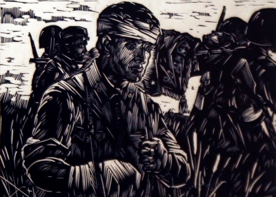 Бутяев_П.И.1936г.р._Был_разбит_пехотный_полк_1993г._линогравюра_29х195_ТКГ-244_Г-81