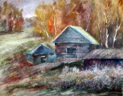 Соловьев Г.С.(1941-2007гг) Заимка, 2004г. бум.акварель 