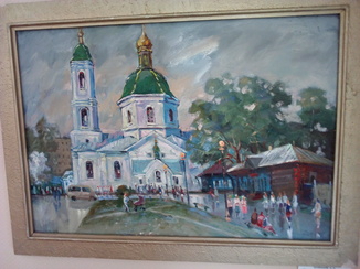 Шакенов А.А.Церковь на Тарской. 2005. Картон, масло