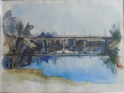 Глебов В.В.1969г.р. Мост через Аркарку. Весна,2016 г. бумага, акварель