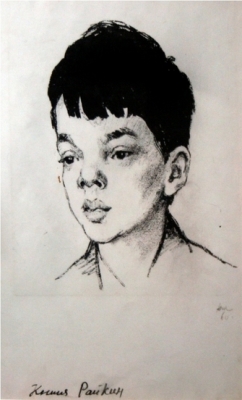 Жуков Н.Н.(1908-1973гг) Портрет Кости Райкина,1960 г. бумага, сангина