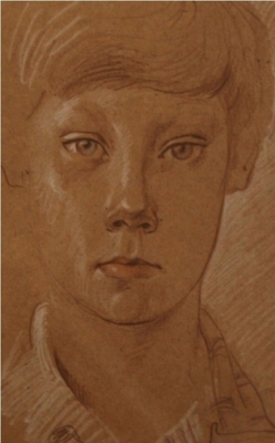 Радужный А. (1960-1999гг)Портрет мальчика, 1984 г.  бум.сангина 