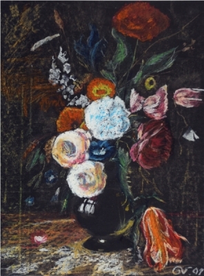 Глебов В.В. Натюрморт итальянские цветы, 2009г. бумага, пастель 
