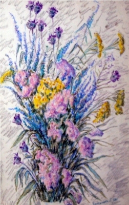 Зотикова Л.А. (1924-2010г) Полевые цветы, 2003 г. бумага, пастель