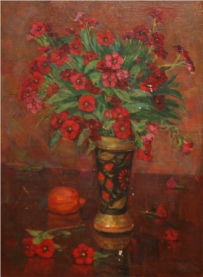 Кликушин Н.Ф.( 1920 -1998) Розовый букет,1991г. холст, масло 